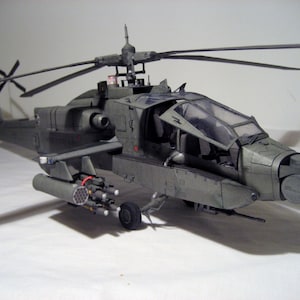 Kit de PaperCraft, helicóptero Apache, modelo de papel 3D, kit de manualidades, planos en PDF para imprimir, cortar y pegar, plantilla de manualidades de papel para bricolaje, pasatiempo, rompecabezas, decoración
