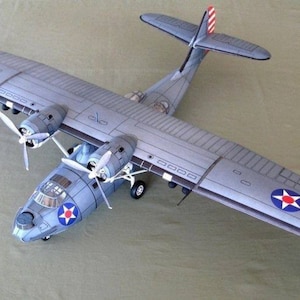 Kit de manualidades con modelo de papel 3D de avión PBY Catalina, planos en PDF para imprimir, cortar y pegar, plantilla de manualidades de papel para bricolaje, pasatiempo, rompecabezas, decoración