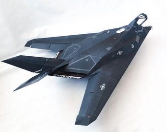 PaperCraft kit F-117 Nighthawk plane 3d paper model crafting kit PDF plans to print cut & glue DIY paper craft template hobby puzzle decor