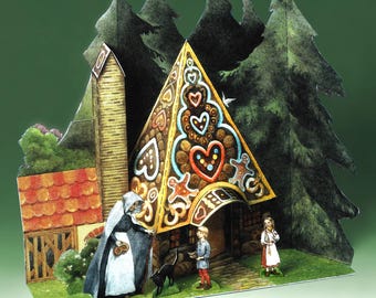 PaperCraft kit Hansel and Gretel fairy tale 3d paper model crafting PDF plans DIY template