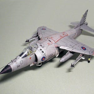 Kit de PaperCraft Harrier Jet, modelo de papel 3D, kit de manualidades, planos en PDF para imprimir, cortar y pegar, plantilla de manualidades de papel para bricolaje, pasatiempo, rompecabezas, decoración