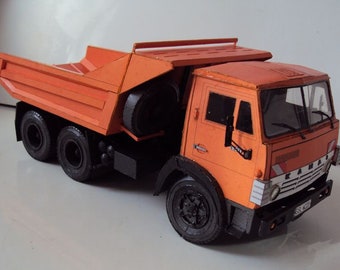 Dump Truck 3d Paper Model Kit PDF file with plans to print, cut and glue yourself. DIY papercraft puzzle. Download instant