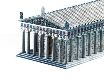 PaperCraft kit Parthenon Athenian Acropolis Greece 3d paper model crafting PDF plans template