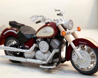 PaperCraft kit DragStar Yamaha Motorcycle 3d paper model crafting kit PDF plans to print & DIY paper craft template