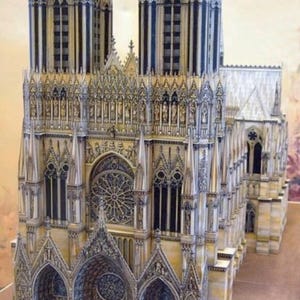 Kit de manualidades con modelo de papel 3D de la catedral de Reims, planos en PDF para imprimir, cortar y pegar, plantilla de manualidades de papel para bricolaje, para decoración de rompecabezas y pasatiempos