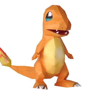 Kit de manualidades con modelos de papel 3D de Charmander Pokemon de PaperCraft, planos en PDF para imprimir, cortar y pegar, plantilla de manualidades de papel para bricolaje como pasatiempo, rompecabezas y decoración
