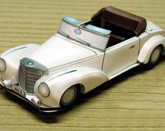 PaperCraft kit Mercedes Benz 300S car 3d paper model crafting kit PDF plans to print & DIY paper craft template for hobby puzzle decor