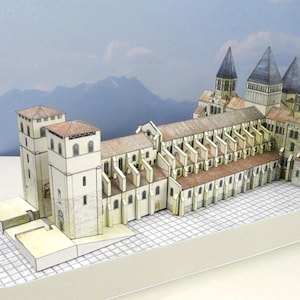 PaperCraft kit Cluny Abbey Monastery 3d paper model crafting kit PDF plans DIY template