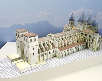 PaperCraft kit Cluny Abbey Monastery 3d paper model crafting kit PDF plans DIY template