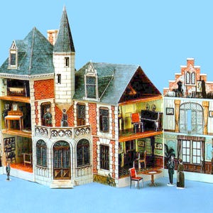 PaperCraft kit Doll-house miniature 3d paper model crafting kit colored texture PDF plans to DIY paper craft template for hobby puzzle decor