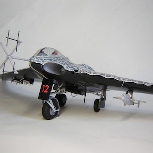 Kit de PaperCraft, avión bombardero Ho 229, modelo de papel 3D, kit de manualidades, planos en PDF, plantilla de manualidades de papel para bricolaje, pasatiempo, rompecabezas, decoración