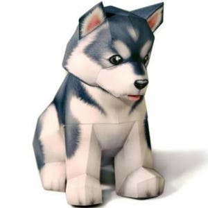 Kit de manualidades de papel Huskey 3D, planos en PDF para imprimir, cortar y pegar, plantilla de manualidades de papel para decoración de rompecabezas y pasatiempos.