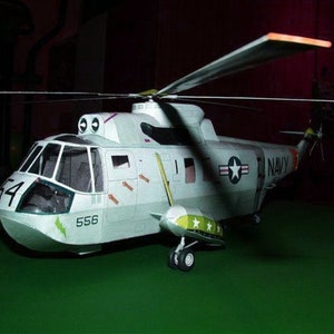 Kit de PaperCraft SH3 Sea King, helicóptero, modelo de papel 3D, kit de manualidades, planos en PDF para imprimir, cortar y pegar, plantilla de manualidades de papel para bricolaje, pasatiempo, rompecabezas, decoración