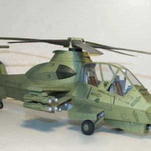 Kit de PaperCraft, helicóptero RAH-66 Comanche, modelo de papel 3D, kit de manualidades, planos en PDF, impresión, corte y pegamento, plantilla de manualidades de papel para bricolaje, pasatiempo, rompecabezas, decoración