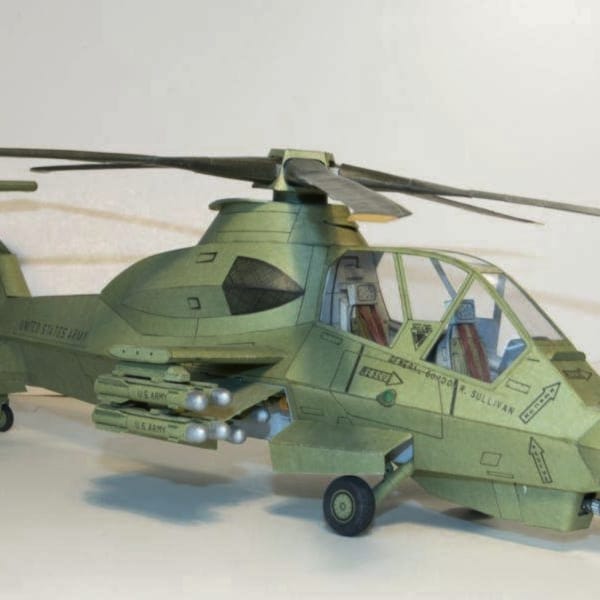 PaperCraft kit RAH-66 Comanche helicopter 3d paper model crafting kit PDF plans print cut & glue DIY paper craft template hobby puzzle decor