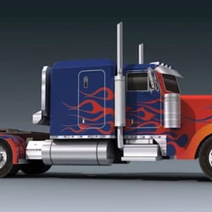 Kit de PaperCraft: camión Peterbilt 379, modelo de papel 3D, kit de manualidades, planos en PDF para imprimir, cortar y pegar, plantilla de manualidades de papel para bricolaje, para pasatiempos, rompecabezas, decoración