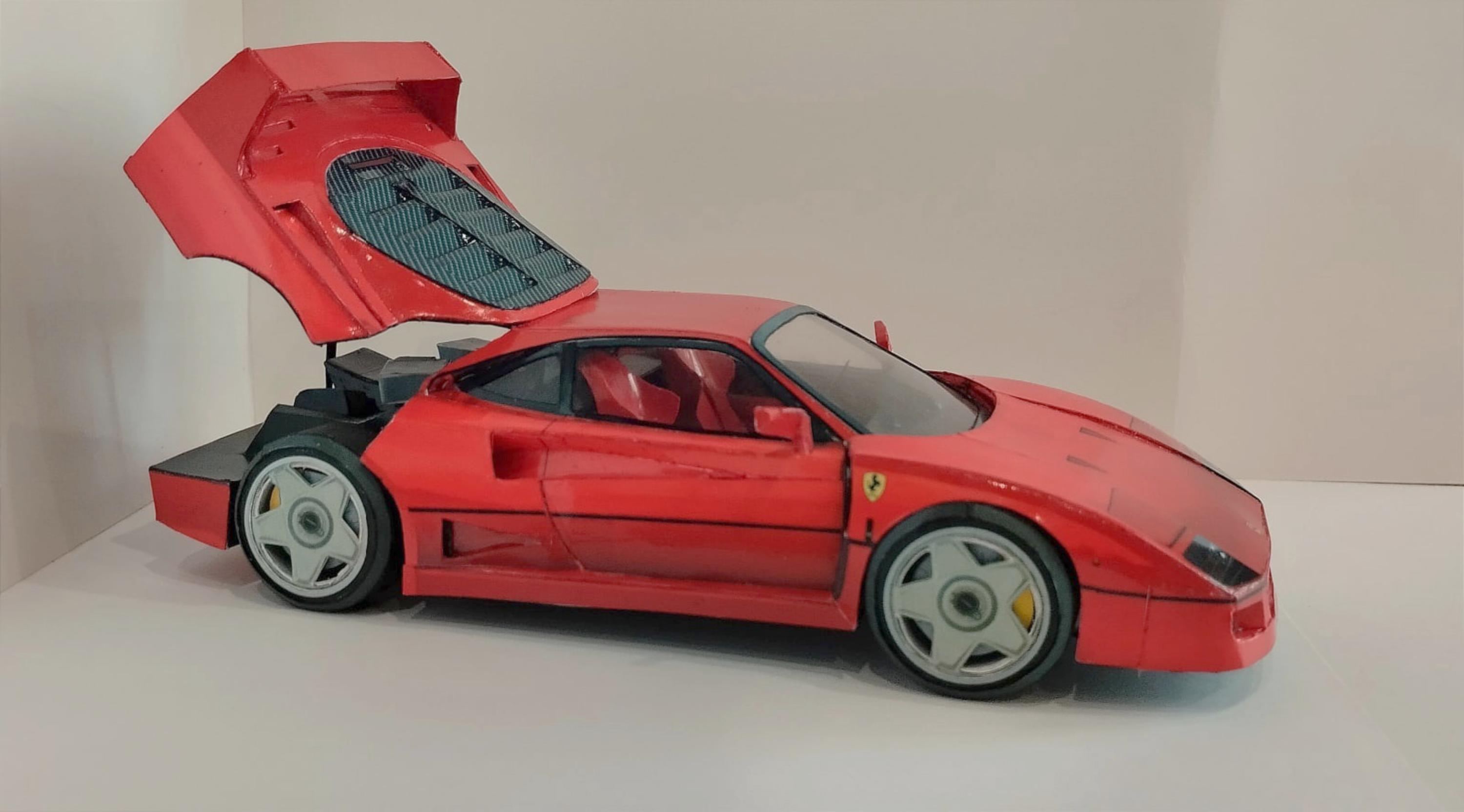 Papercraft Kit Ferrari F40 Supercar 3d Paper Model Crafting PDF Plans ...