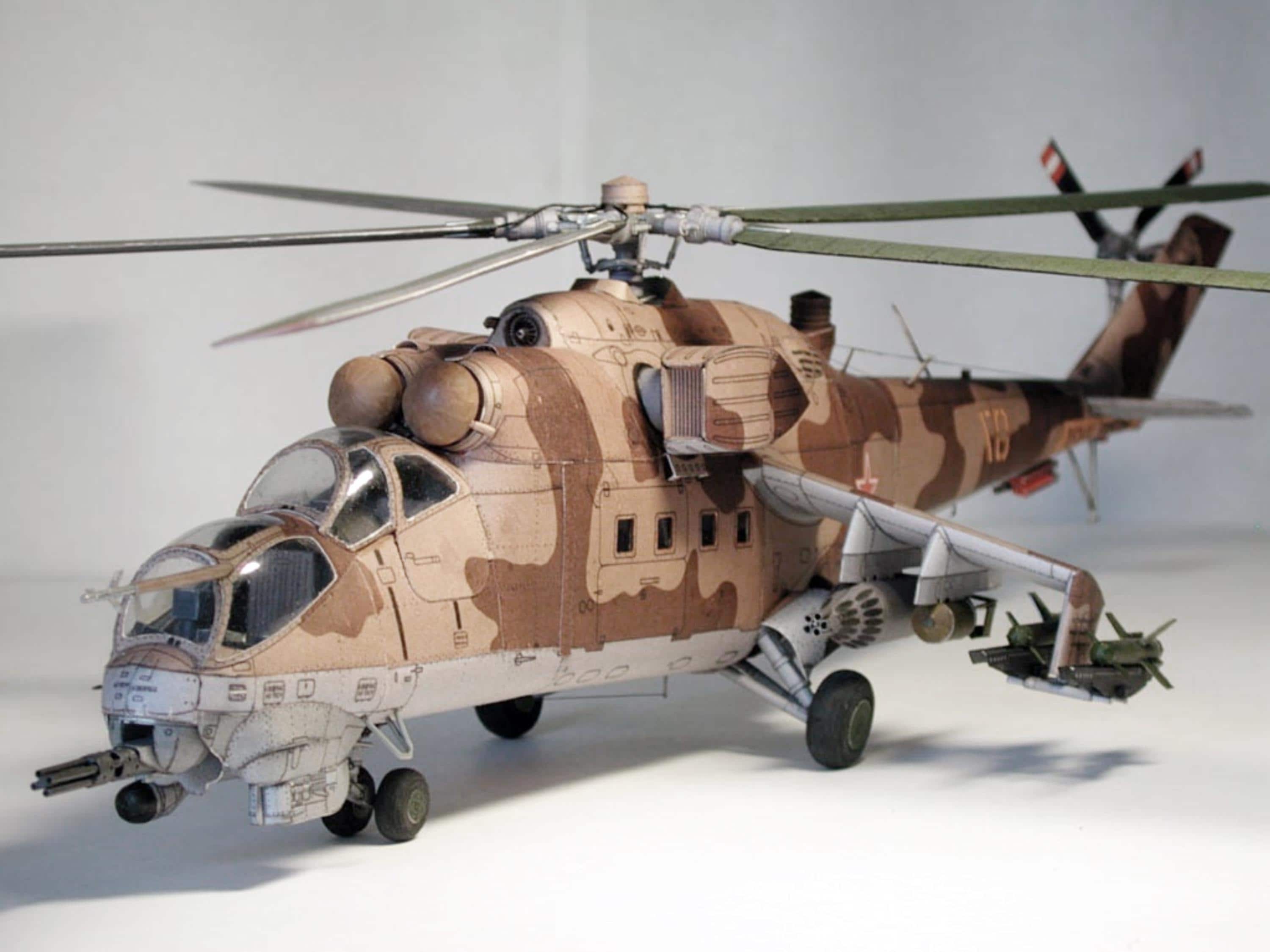 ペーパークラフトキット Mi-24 Hind ヘリコプター 3D ペーパーモデル