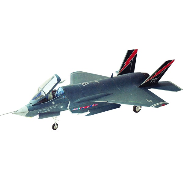 PaperCraft kit F-35 Lightning airplane 3d paper model crafting kit PDF plans to print cut & glue DIY paper craft template hobby puzzle decor