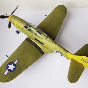 Kit de PaperCraft: avión estadounidense Bell P-39 Airacobra, modelo de papel 3D, kit de manualidades, planos en PDF para imprimir y plantilla de manualidades de papel, rompecabezas, decoración