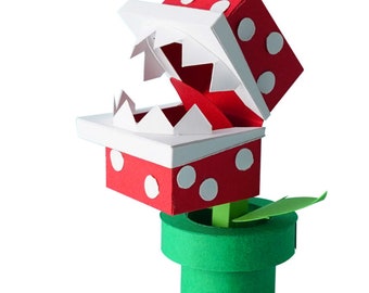 PaperCraft Venus flugfälla växt 3D pappersmodell pysselkit PDF-ritningar att skriva ut klipp och limma DIY papperspysselmall för hobbypusseldekor