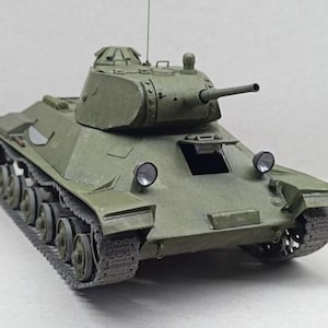 PaperCraft kit T-50 Russian WW2 tank 3d paper model crafting kit PDF plans to print cut & DIY paper craft template for hobby puzzle decor