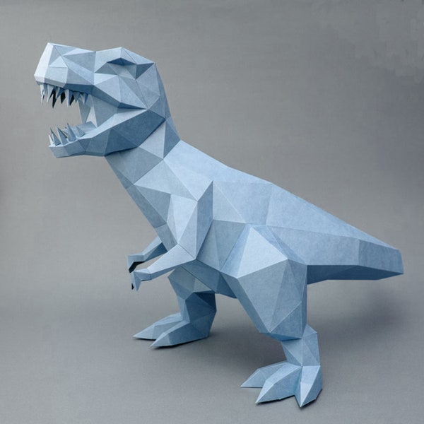 PaperCraft kit tyrannosaurus t-rex 3d paper model crafting kit PDF plans to print cut & glue DIY paper craft template for hobby puzzle decor