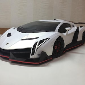 Kit de PaperCraft: Lamborghini Veneno, modelo de papel 3D, kit de manualidades, planos en PDF para imprimir y plantilla de manualidades de papel para bricolaje, decoración de rompecabezas