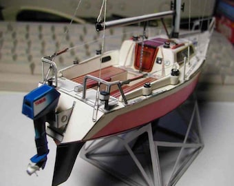 PaperCraft kit Sailboat yacht 3d paper model crafting PDF plans DIY paper craft template