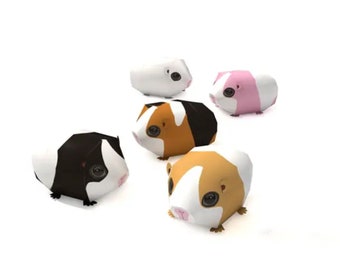Guinea pig 3d Paper Model Kit PDF file with plans to print, cut and glue yourself DIY papercraft puzzle. Download immediate.