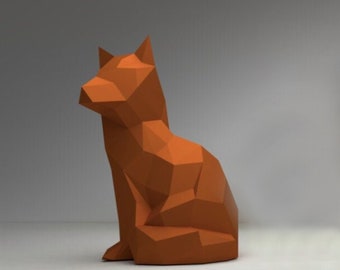 PaperCraft kit Fox 3d paper model crafting kit PDF plans to print cut & glue DIY paper craft template for hobby puzzle decor