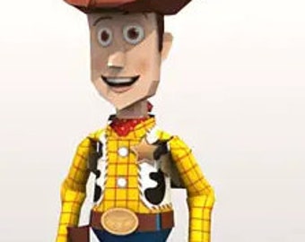 PaperCraft Woody Toy Story 3D-bouwpakket voor papieren modellen PDF-plannen om af te drukken, knippen en lijmen, DIY-papierknutselsjabloon voor hobbypuzzeldecor