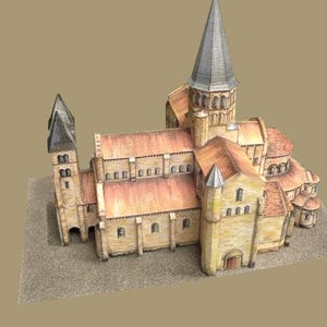 Kit de PaperCraft Basílica de Paray le Monial, kit de manualidades de modelos de papel 3D, planos en PDF para imprimir y plantilla de manualidades de papel para bricolaje, decoración de rompecabezas de pasatiempo