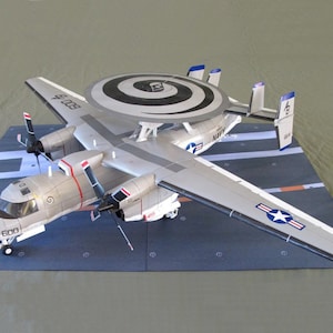Kit de PaperCraft, avión E-2 Hawkeye, modelo de papel 3D, kit de manualidades, planos en PDF para imprimir, cortar y pegar, plantilla de manualidades de papel para bricolaje, pasatiempo, rompecabezas, decoración
