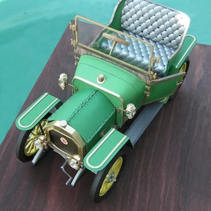 Kit de PaperCraft: Coche clásico francés Le Zebre de 1903, kit de manualidades con modelos de papel 3D, planos en PDF para crear plantillas de manualidades de papel para decoración de rompecabezas.