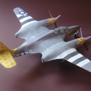 Kit de PaperCraft: Avión murciélago McDonnell XP-67, modelo de papel 3D, kit de manualidades, planos en PDF para imprimir, cortar y crear plantillas de manualidades de papel, pasatiempos, rompecabezas, decoración.