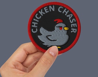 Parche bordado de Dark Void Chicken Chaser / Parches termoadhesivos de videojuegos para chaquetas, bolsos y objetos de colección