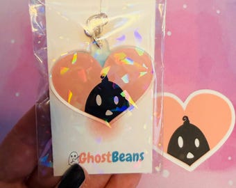 Krobus Heart Acrylic Keychain: Stardew Valley Gamer Gift with Matching Sticker