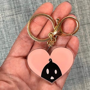 Krobus Heart Key Chain Bag Clip | Acrylic Charm for Stardew Valley Fans | Cute Gamer Gift & Accessories