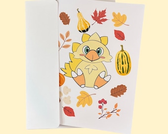Chocobo Thanksgiving Card: Gamer Autumn Birthday Greeting