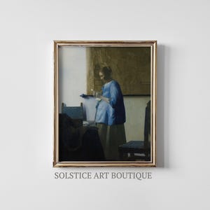 Vintage Victorian Woman Reading A Book, Dark Moody Library Painting | Dark Academia Wall Art Decor | Solstice Art Boutique