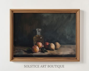 Moody Kitchen Art Print | Vintage Oil Painting | Fruit Still Life | Solstice Art