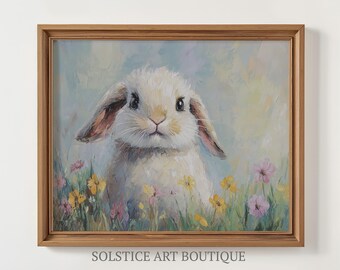 Vintage Classic Cute Easter Bunny Digital Downloadable Print | Classic Antique Vintage Easter Rabbit Print | Solstice Art Boutique