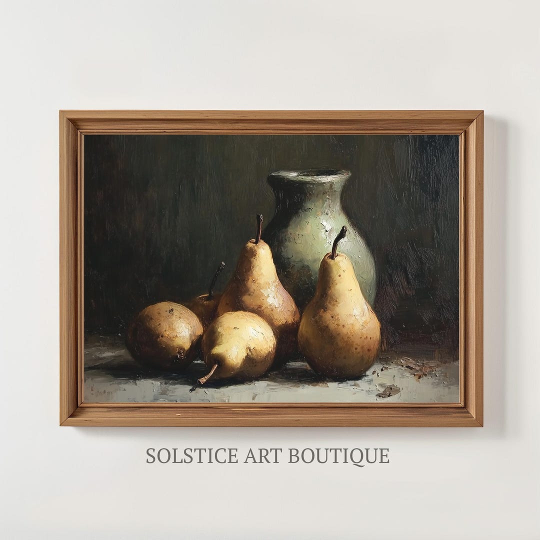 Moody Kitchen Art Print | Vintage Oil Painting | Fruit Still Life ...