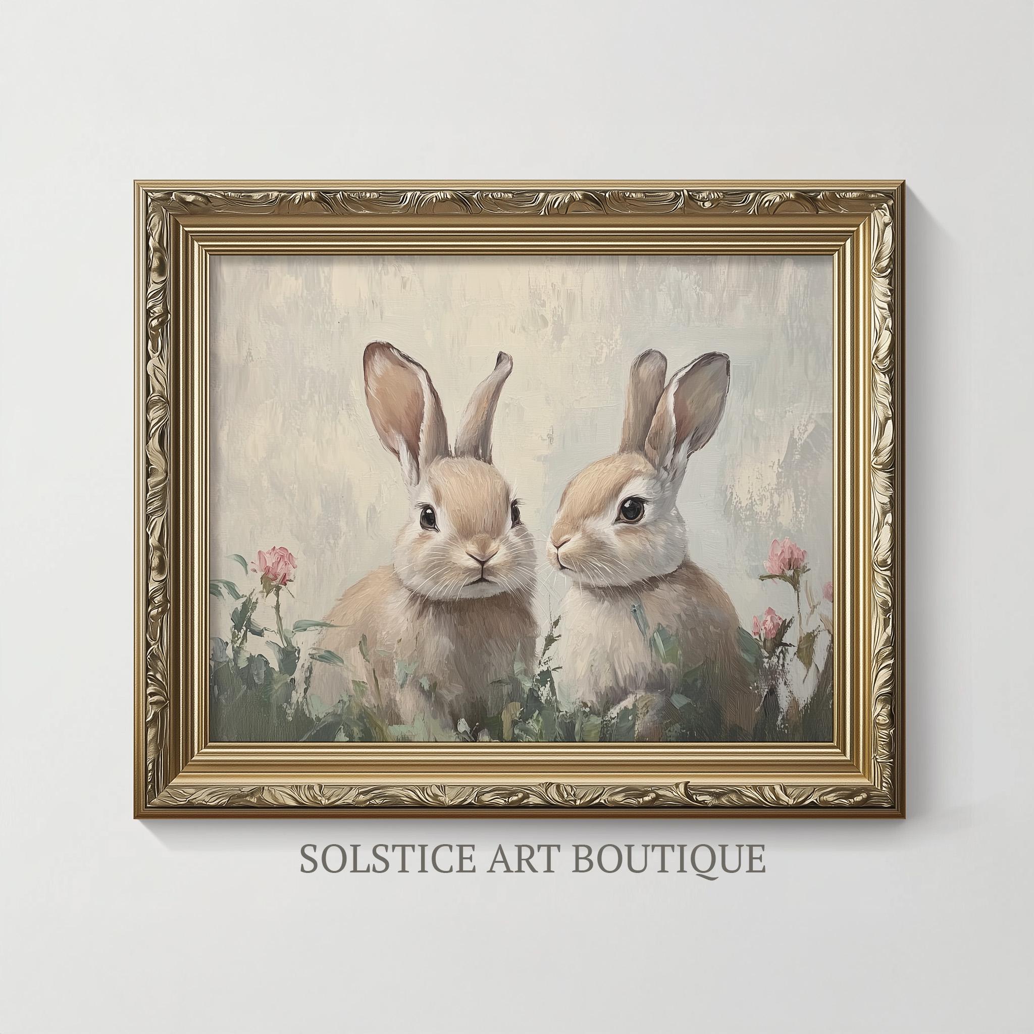 Classic Easter Bunny Digital Print | Vintage Antique Easter Rabbit Print | Solstice Art Boutique