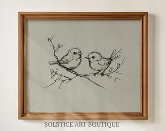 Vintage Bird Sketch | Antique Bird drawing Farmhouse Print | Fine Art | Cottagecore | Solstice Art Boutique