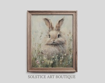 Vintage Classic Cute Easter Bunny Digital Downloadable Print | Classic Antique Vintage Easter Rabbit Print | Solstice Art Boutique