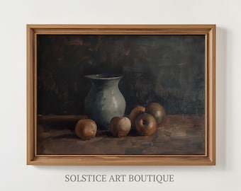 Stämningsfullt kökstryck | Vintage oljemålning | Fruktstilleben | Solstice Art