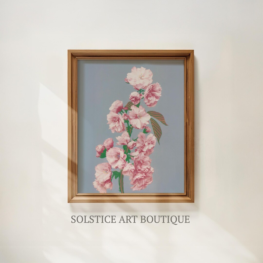 Vintage Pink Flowers Digital Print | Antique Floral Plant Painting ...