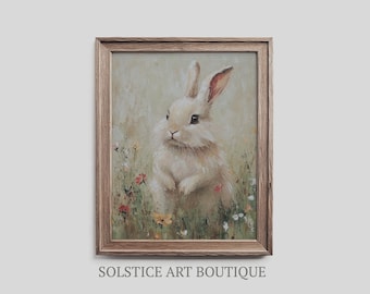 Vintage Classic Cute Easter Bunny Digital Downloadable Print | Classic Antique Vintage Easter Rabbit Print | Solstice Art Boutique